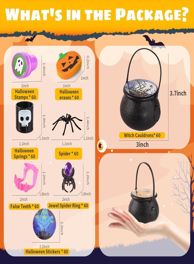 AuroTops Halloween Party Favor for Kids,60 Pack Prefilled Mini Witch Cauldron Halloween Miniatures Toys in Bulk Gifts,Trick or Treat Toys for Kids Prizes School Classroom Rewards Party Supplies - Image 2